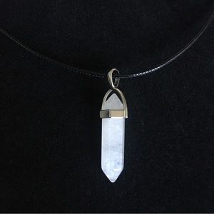 White Quartz Synthetic Crystal Point Stone Necklace